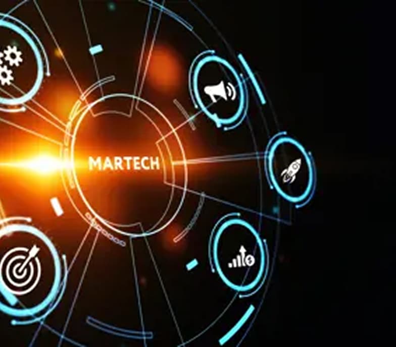 3D marketing technology (Martech) backlit illustration